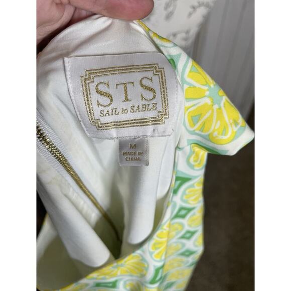 Sail to Sable STS Lemon Print Summer Sleeveless Shift Dress Women's Size Medium - Picture 3 of 7